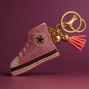 Pink and Gold Crystal Sneaker Keychain